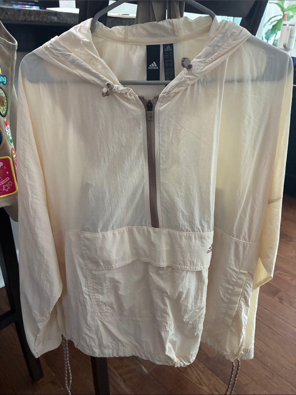 adidas Cream Half-Zip Hooded Anorak